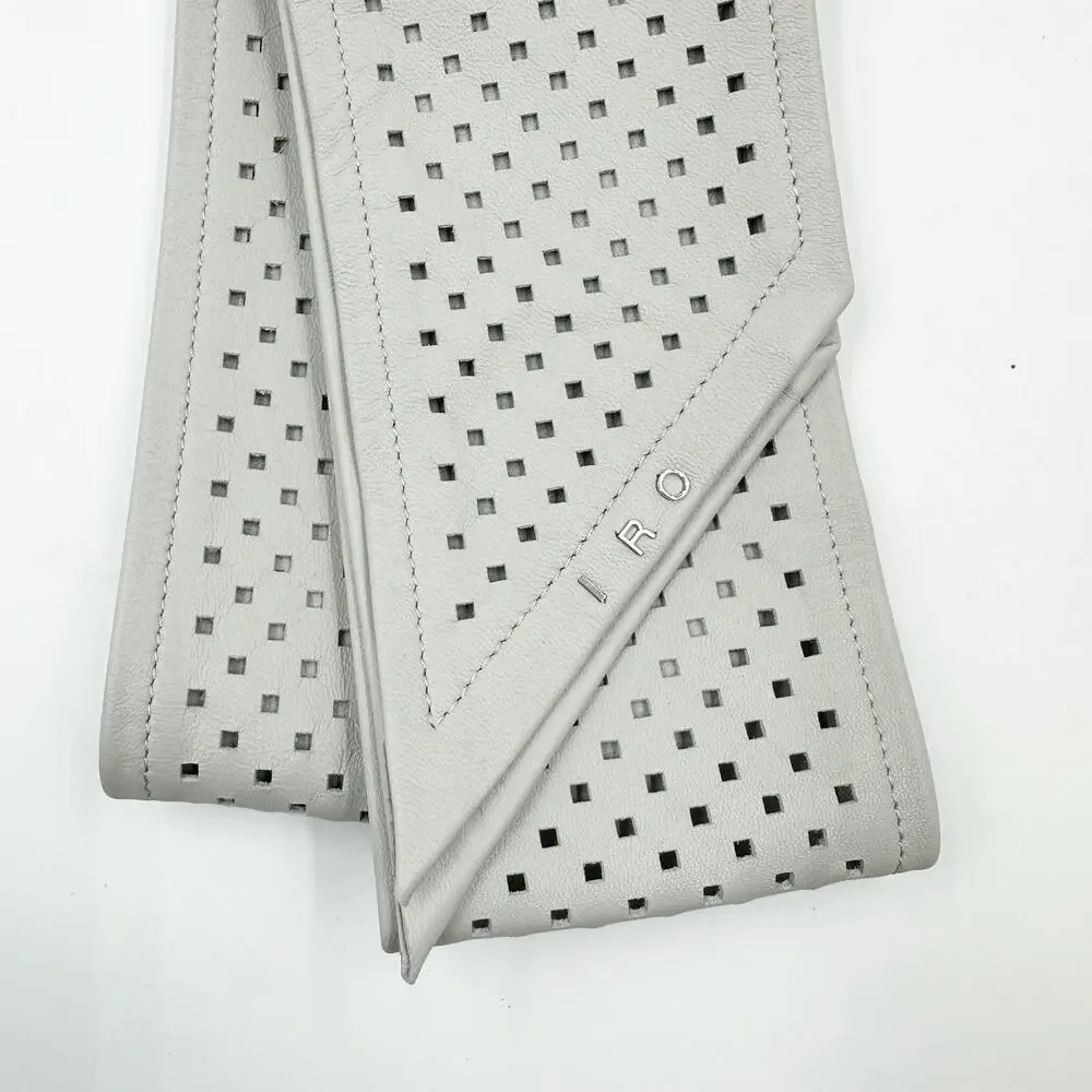 IRO Nera Cuts Perforated Lamb Leather Wrap Belt Cloud EU 75 US XS Obi Quiet Lux